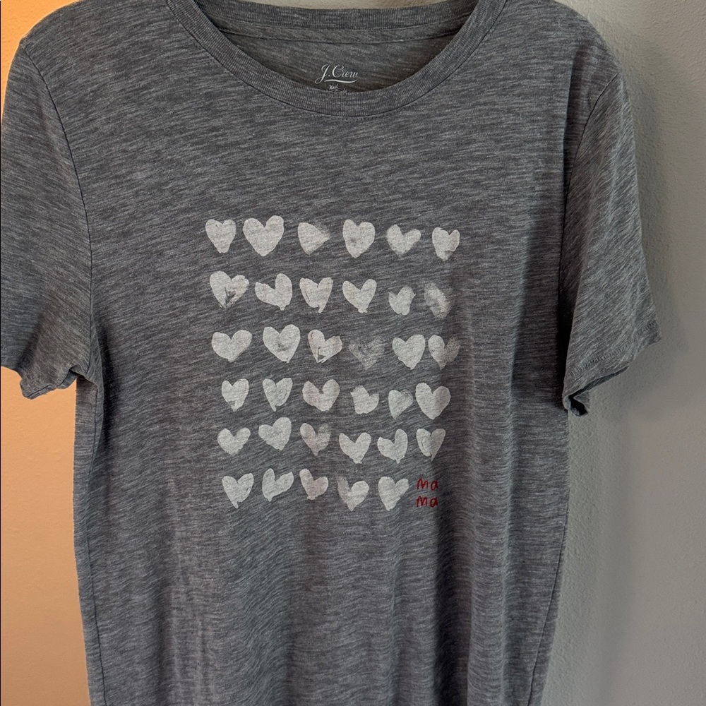 J. Crew Gray Heart Graphic Tee